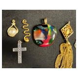 Lot of Assorted SINGLE Earrings w Silver Tone Chain w Charms