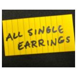 Lot of Assorted SINGLE Earrings w Silver Tone Chain w Charms