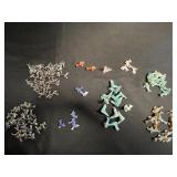 Carved Stone Animal Pendants with Gold Bails - Turquoise/Blue & Black Fin Shapes for Jewelry Making