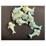 Carved Stone Animal Pendants with Gold Bails - Turquoise/Blue & Black Fin Shapes for Jewelry Making