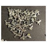 Carved Stone Animal Pendants with Gold Bails - Turquoise/Blue & Black Fin Shapes for Jewelry Making