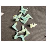 Carved Stone Animal Pendants with Gold Bails - Turquoise/Blue & Black Fin Shapes for Jewelry Making
