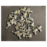 Carved Stone Animal Pendants with Gold Bails - Turquoise/Blue & Black Fin Shapes for Jewelry Making