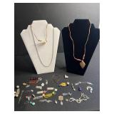 Assorted Charm Jewelry Lot: Name-Tag Charms (JOY/HOPE/LOVE/WISH), Arrowhead Pendant & Bracelets