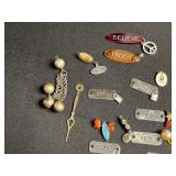 Assorted Charm Jewelry Lot: Name-Tag Charms (JOY/HOPE/LOVE/WISH), Arrowhead Pendant & Bracelets