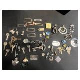 Assorted Vintage Keys and Jewelry - Charms, Pendants, Frames, Tags for Jewelry Making