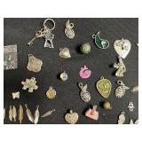 Assorted Silver Tone Charms & Pendants - Birds, Hearts, Leaves, Keys for Jewelry Making