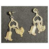 Vintage Costume Jewelry Set - Necklace w Religious Madonna & Pearl, Dragonfly, Animal Charm & Turquoise Bead Earrings