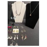 Vintage Costume Jewelry Lot - Inc Iridescent Crystal Cage Balls Necklace, Earrings & Beaded Necklace