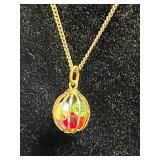 Vintage Costume Jewelry Lot - Inc Iridescent Crystal Cage Balls Necklace, Earrings & Beaded Necklace