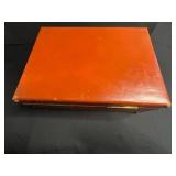 Vintage Red Case - Wood-Lid Interior, Beige Fabric, Brass Latches, Red Handle