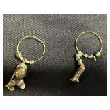 Vintage Cadillac Crest Shield Pendant & Figurine Wine Charm Hoops (5-Piece Set)