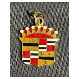 Vintage Cadillac Crest Shield Pendant & Figurine Wine Charm Hoops (5-Piece Set)