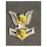 Vintage Cadillac Crest Shield Pendant & Figurine Wine Charm Hoops (5-Piece Set)