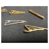 Vintage Costume Jewelry Lot w Layered Gold-Tone Necklace Set with Tie Clips, Pins & Charms