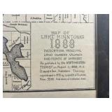Lake Minnetonka Map 1888 - Framed Antique Print With Lake Park Hotel