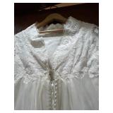 Beautiful VTG Bridal Gown - Ivory Lace Overlay with Pearl Embellishments, Button-Back & Veil - Approx SZ 12