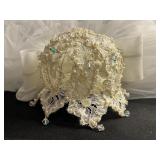 Beautiful VTG Bridal Gown - Ivory Lace Overlay with Pearl Embellishments, Button-Back & Veil - Approx SZ 12