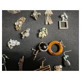 Large Lot of SINGLE Costume Assorted Earrings & Eyeglass Holder Chain