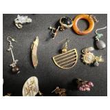 Large Lot of SINGLE Costume Assorted Earrings & Eyeglass Holder Chain