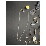 Large Lot of SINGLE Costume Assorted Earrings & Eyeglass Holder Chain