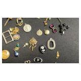 Vintage Costume Jewelry Assortment - Brooches, Pins & Earrings Odds & Ends for Jewelry Making