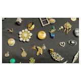 Vintage Costume Jewelry Assortment - Brooches, Pins & Earrings Odds & Ends for Jewelry Making