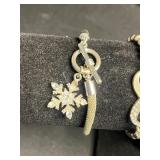 Bracelets (Lot of 4) - Snowflake Charm, Infinity Symbol, Pavé Diamond Band, Engraved Bangles