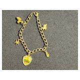 Collectible VTG Greenfield Village Shield Pendant Charm Bracelet - Gold-Tone