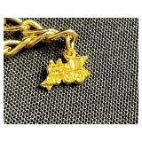 Collectible VTG Greenfield Village Shield Pendant Charm Bracelet - Gold-Tone