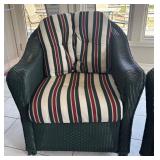 P - Forest Green Wicker Armchairs with Ottoman