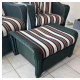 P - Forest Green Wicker Armchairs with Ottoman
