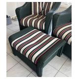 P - Forest Green Wicker Armchairs with Ottoman