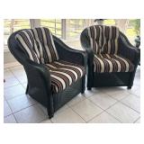 P - Forest Green Wicker Armchairs with Ottoman