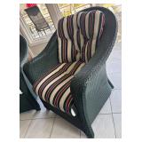 P - Forest Green Wicker Armchairs with Ottoman