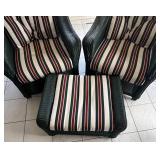 P - Forest Green Wicker Armchairs with Ottoman