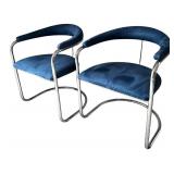 DR - Pair of Vintage Thonet Anton Lorenz Cantilevered Chrome Armchairs