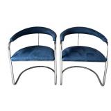 DR - Pair of Vintage Thonet Anton Lorenz Cantilevered Chrome Armchairs