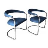 DR - Pair of Vintage Thonet Anton Lorenz Cantilevered Chrome Armchairs