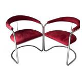 DR - Pair of Vintage Thonet Anton Lorenz Cantilevered Chrome Armchairs