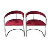 DR - Pair of Vintage Thonet Anton Lorenz Cantilevered Chrome Armchairs