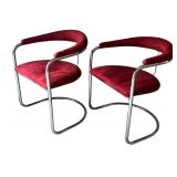 DR - Pair of Vintage Thonet Anton Lorenz Cantilevered Chrome Armchairs
