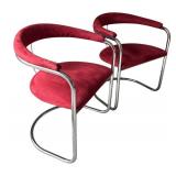 DR - Pair of Vintage Thonet Anton Lorenz Cantilevered Chrome Armchairs