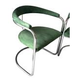 DR - Pair of Vintage Thonet Anton Lorenz Cantilevered Chrome Armchairs