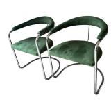 DR - Pair of Vintage Thonet Anton Lorenz Cantilevered Chrome Armchairs