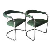 DR - Pair of Vintage Thonet Anton Lorenz Cantilevered Chrome Armchairs