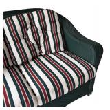 P - Forest Green Wicker Sofa & Glass Top Coffee Table