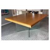 DR - Modern Oak Wood Table with Glass Base