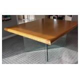 DR - Modern Oak Wood Table with Glass Base