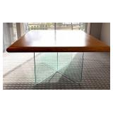 DR - Modern Oak Wood Table with Glass Base